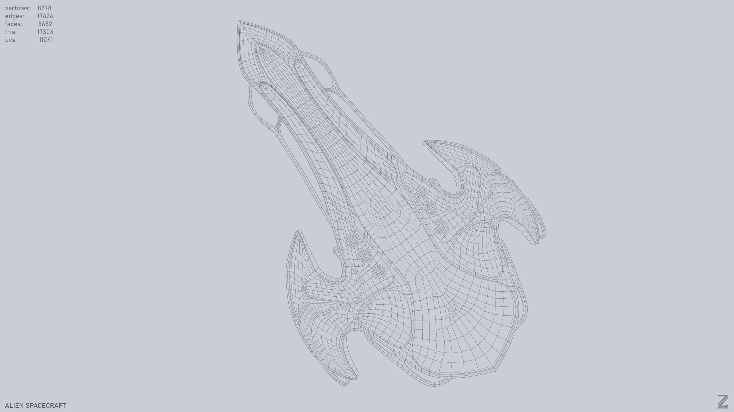 Alien spacecraft Low-poly 3D model_10