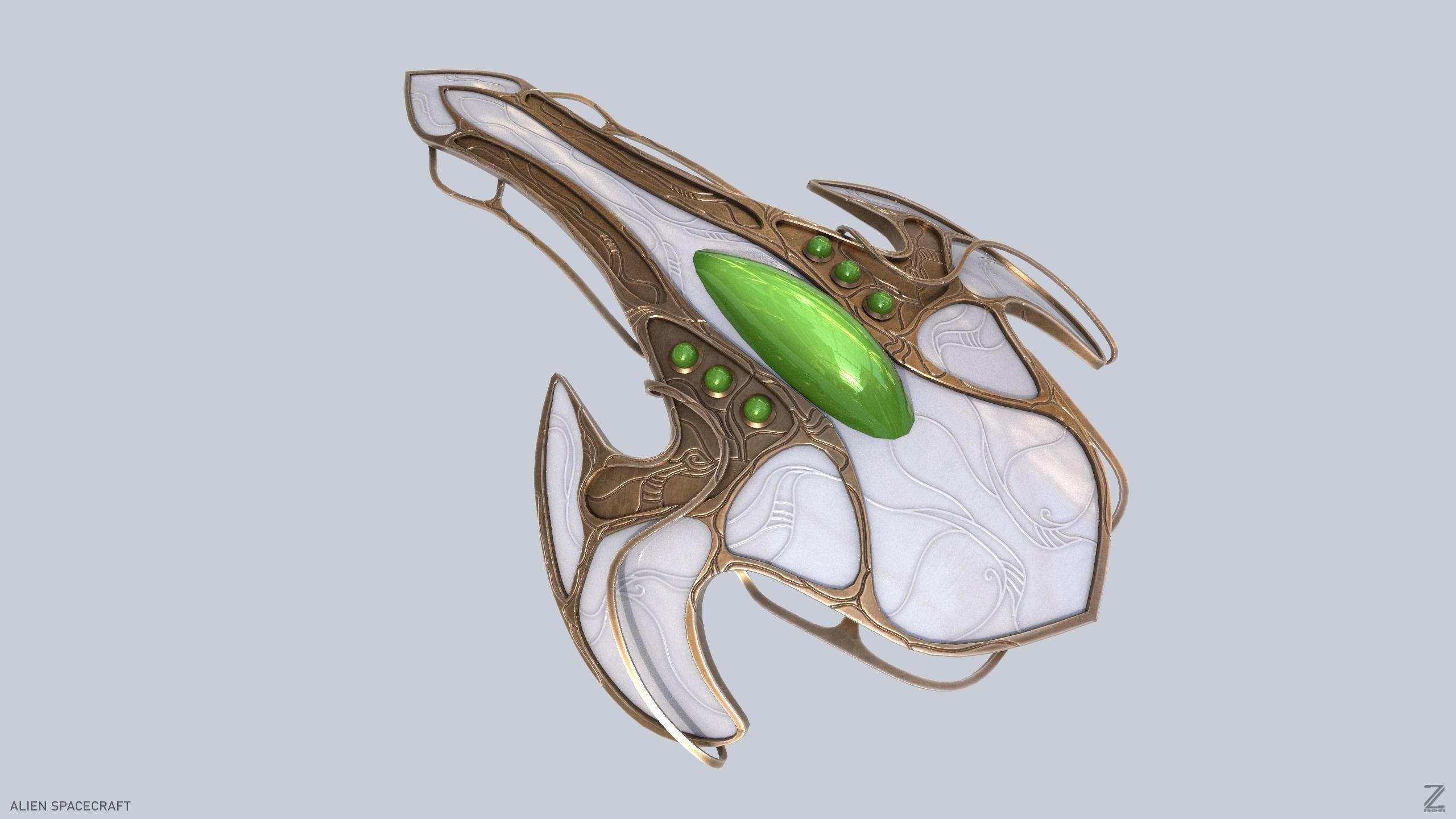 Alien spacecraft Low-poly 3D model_3