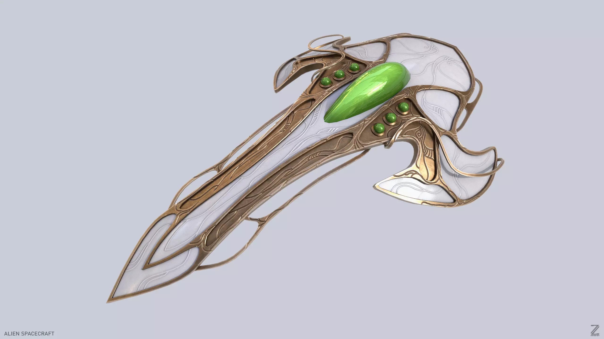 Alien spacecraft Low-poly 3D model_0