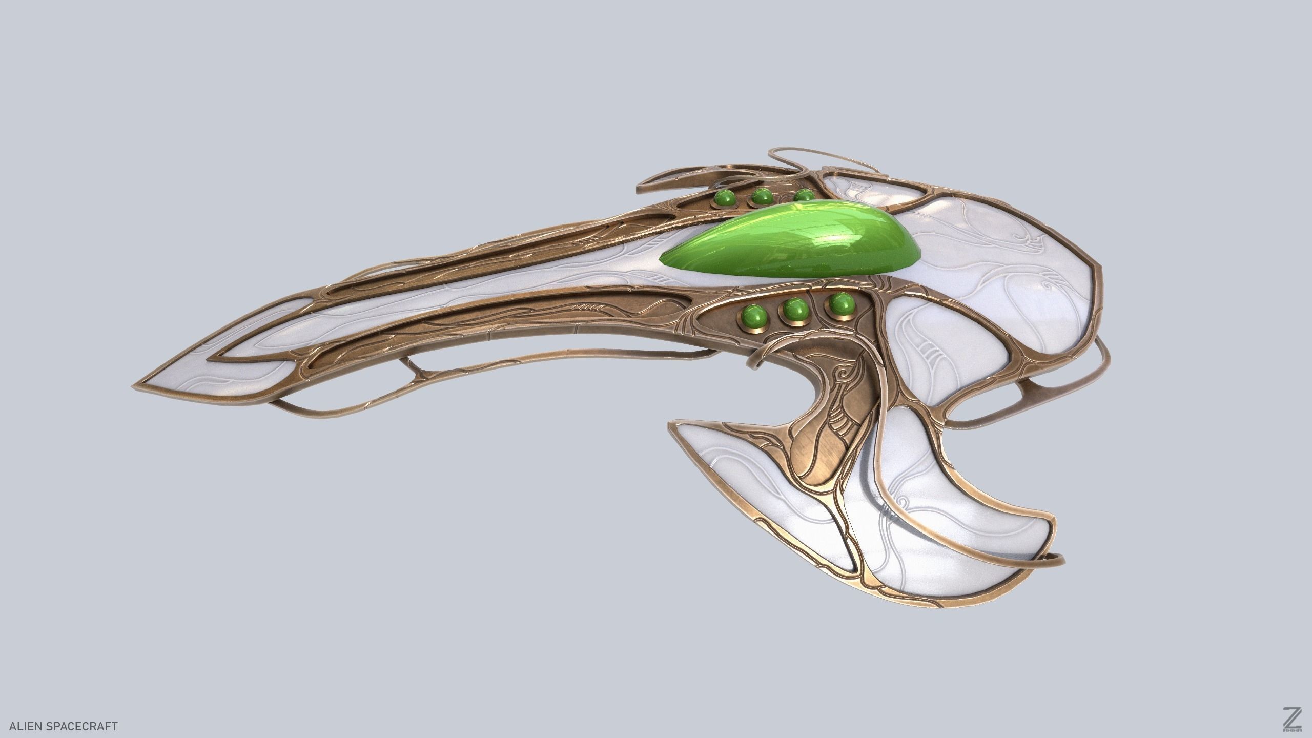 Alien spacecraft Low-poly 3D model_1