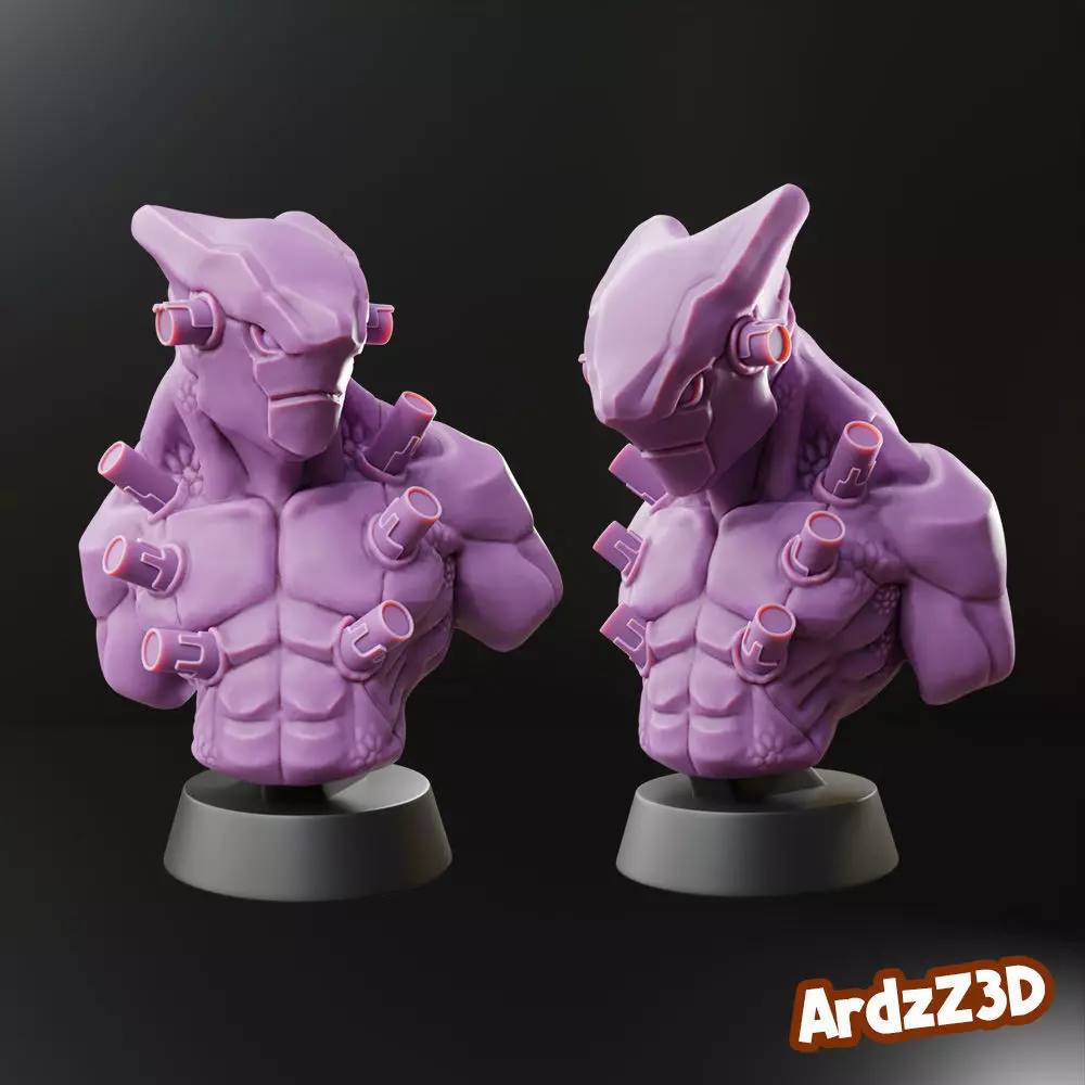 Alien Scaly Monster Sharkman Bust 3D print model