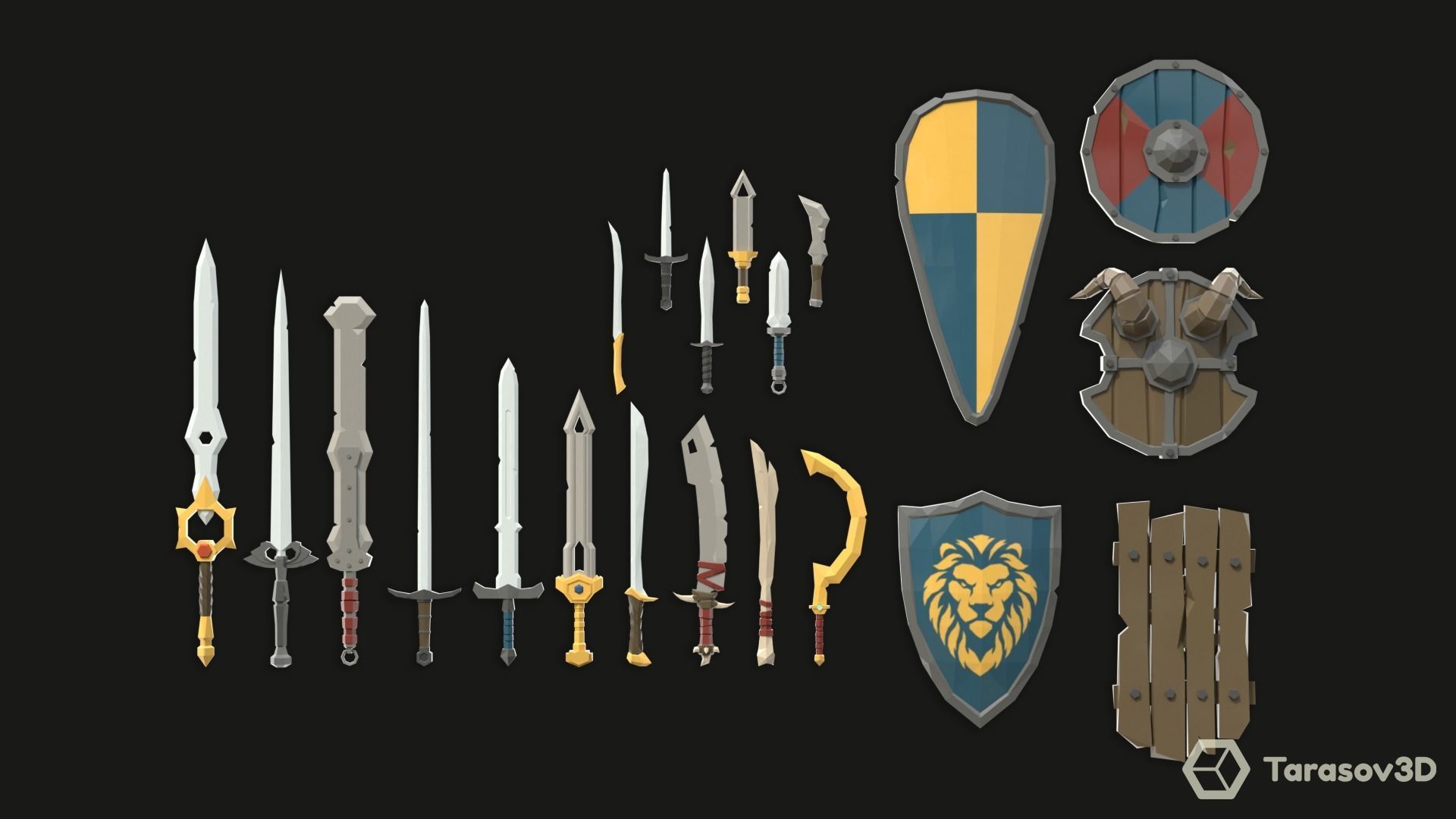 Fantasy Weapons LowPoly Pack Low-poly 3D model_1