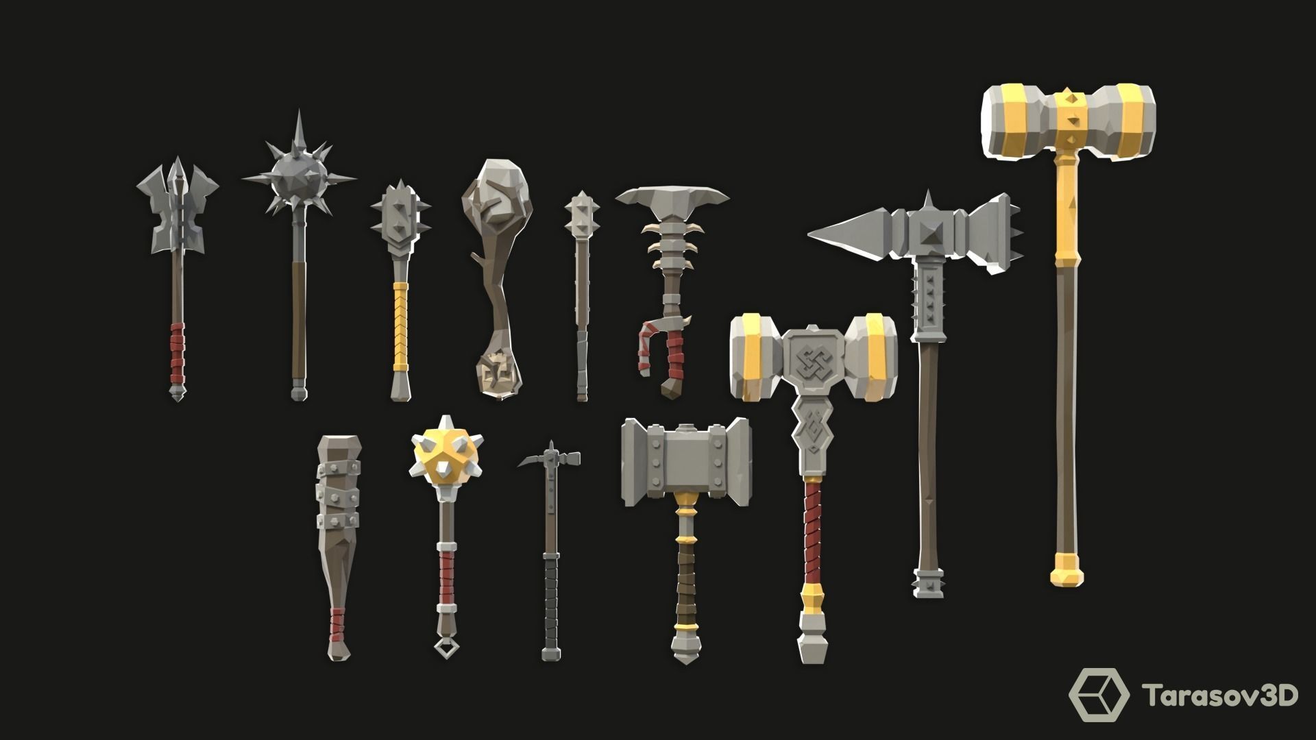 Fantasy Weapons LowPoly Pack Low-poly 3D model_2