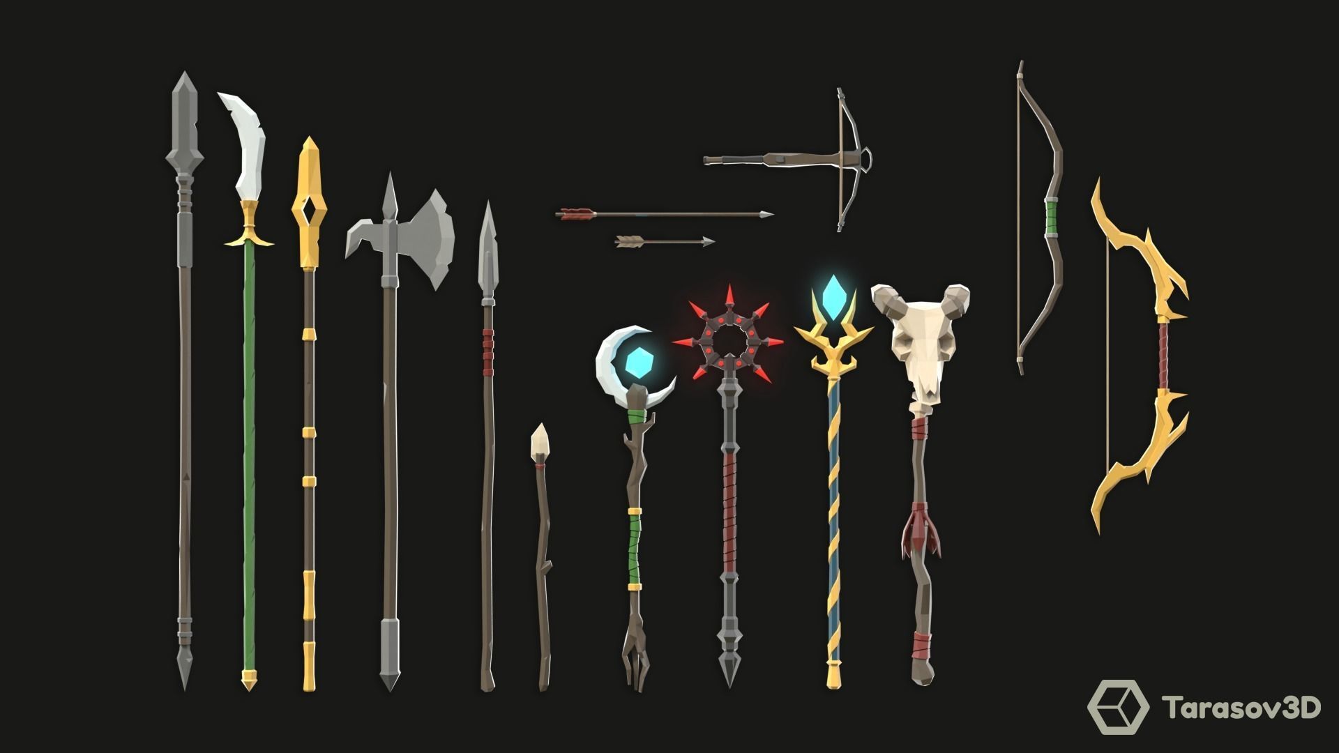 Fantasy Weapons LowPoly Pack Low-poly 3D model_4