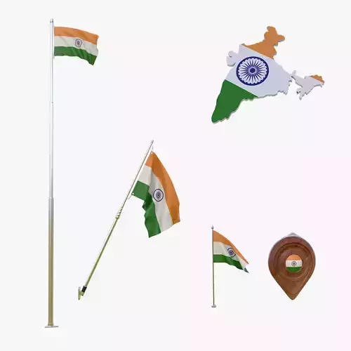 India Flags Collection 3D model