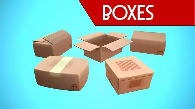 BOXES CARTOON STYLIZED 3D Model Collection