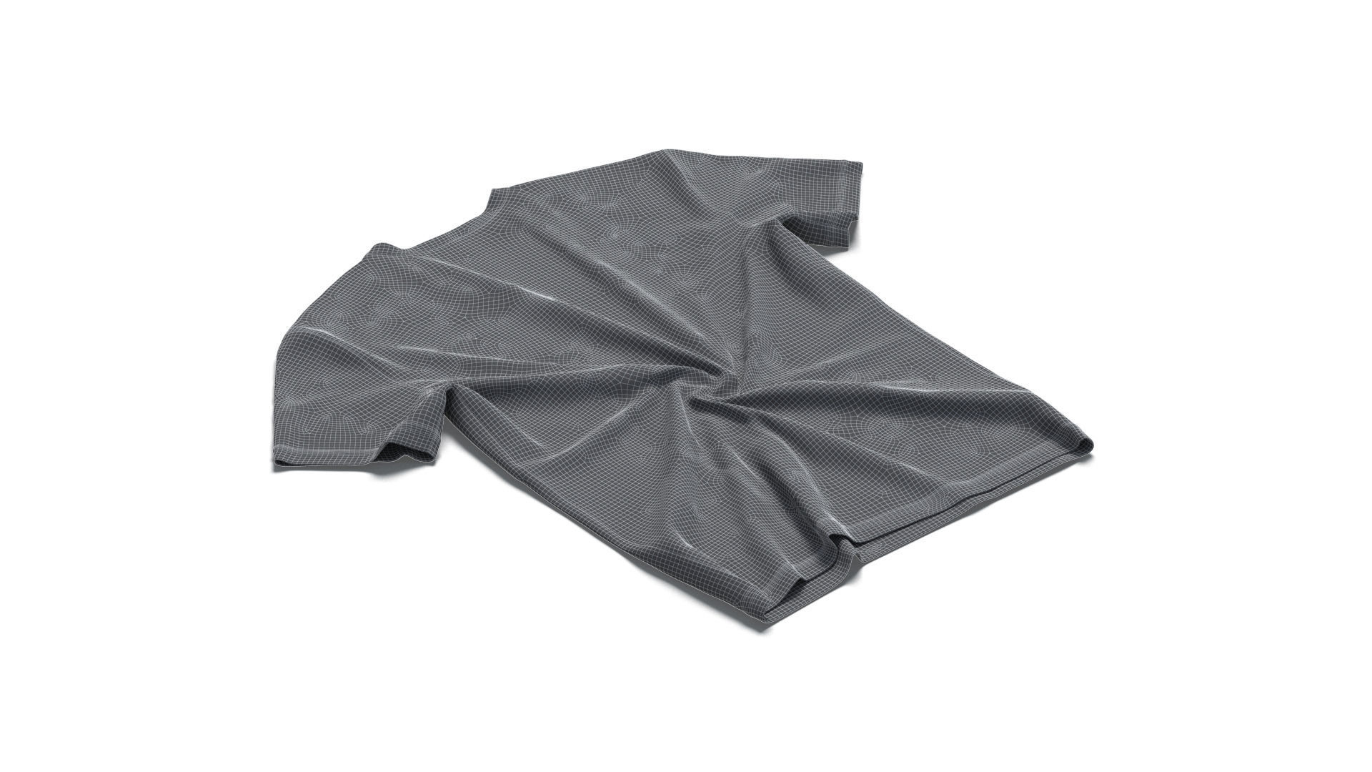 Flat Lay T-shirt front and back - twisted casual tshirt Low-poly 3D model_7