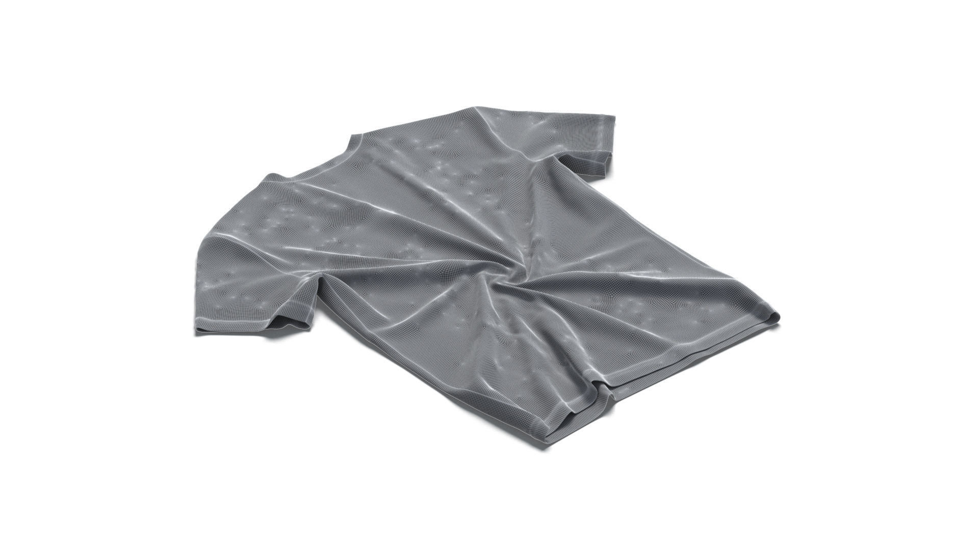 Flat Lay T-shirt front and back - twisted casual tshirt Low-poly 3D model_8