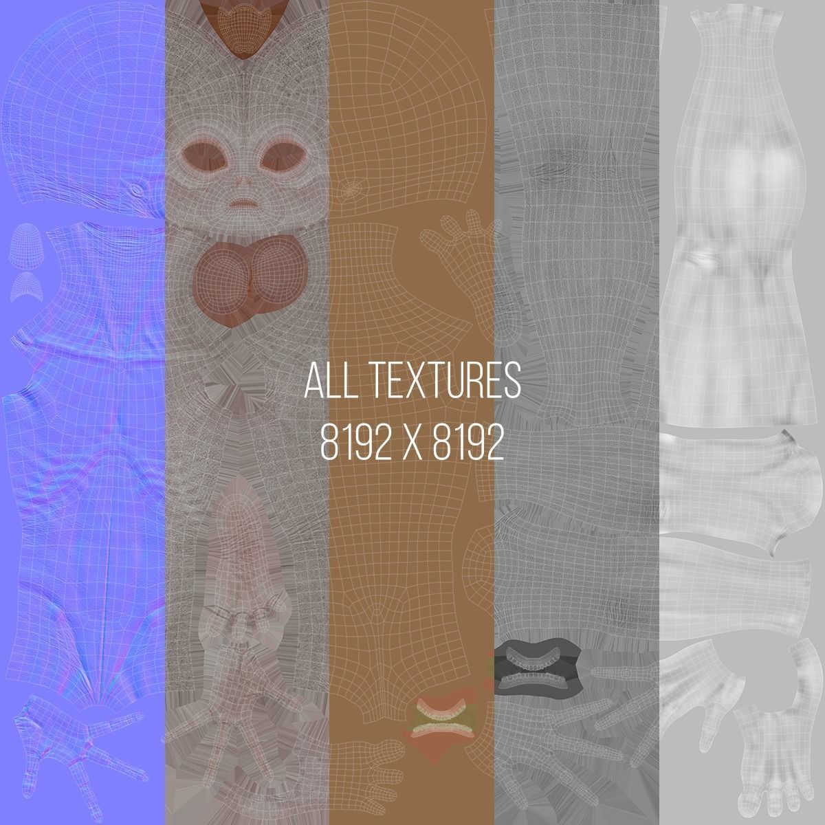 Humanoid Grey Alien - Rigged Low-poly 3D model_12