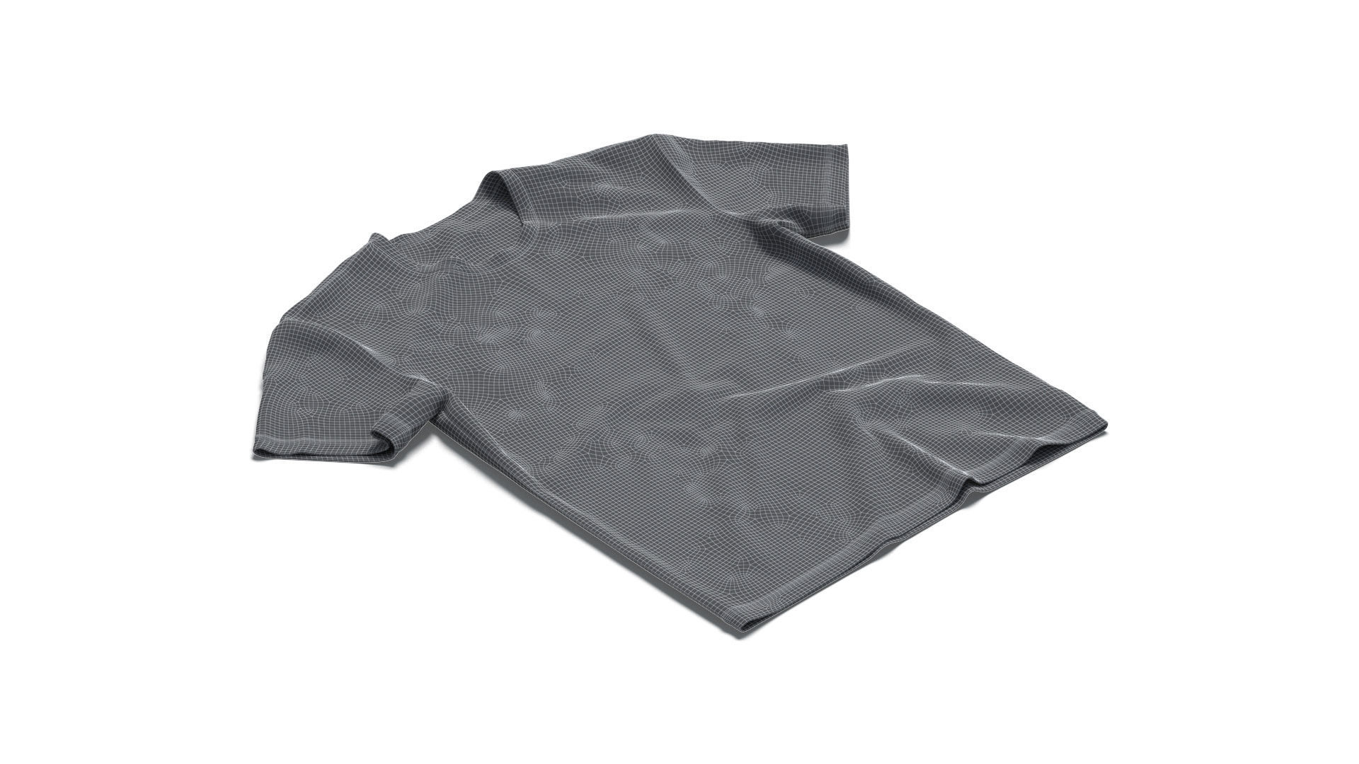 Flat Lay T-shirt fabric types - crimpled twisted folded tshirt Low-poly 3D model_7