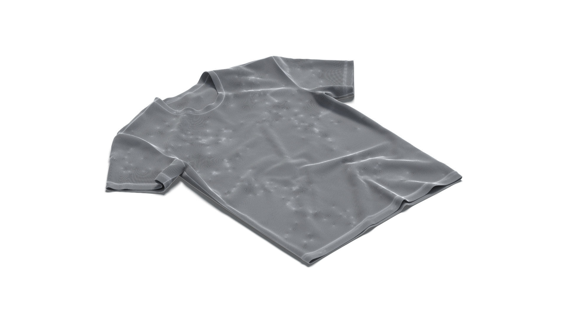 Flat Lay T-shirt fabric types - crimpled twisted folded tshirt Low-poly 3D model_8