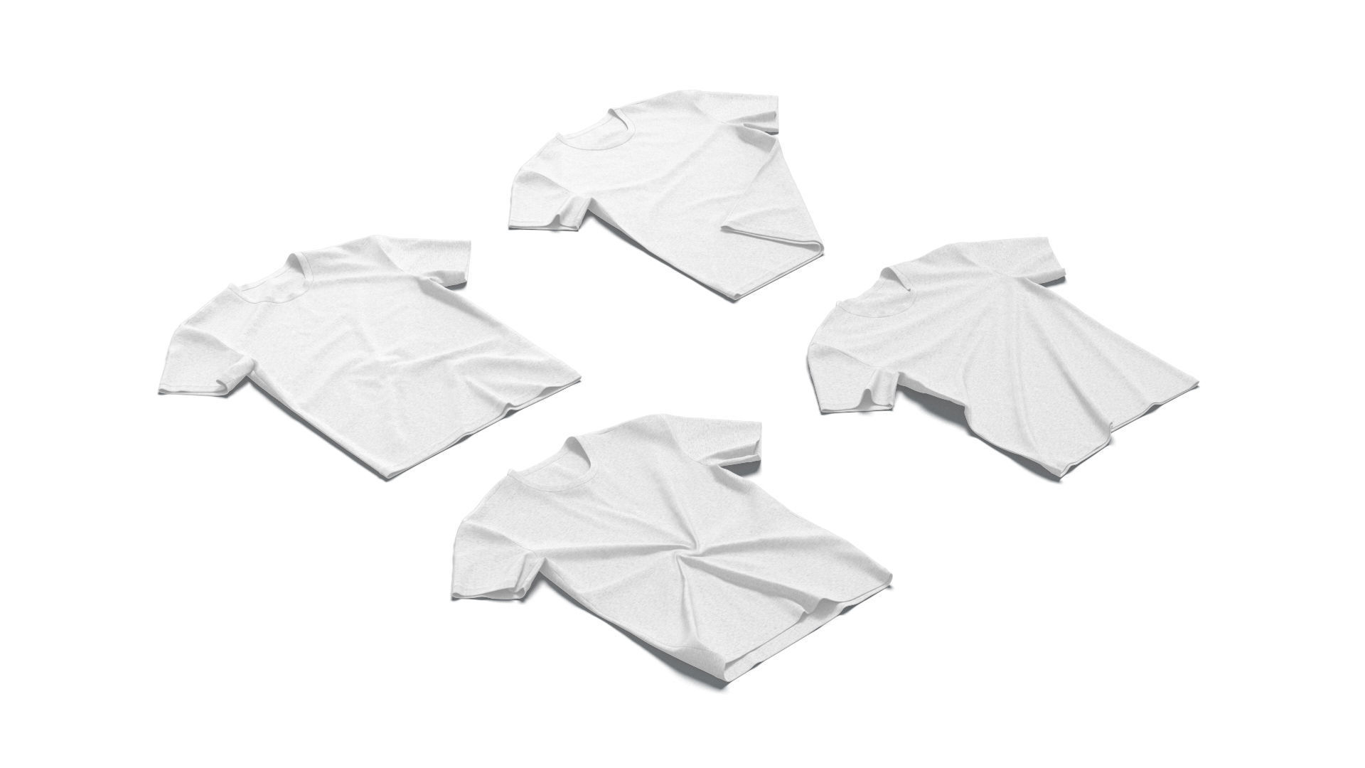 Flat Lay T-shirt fabric types - crimpled twisted folded tshirt Low-poly 3D model_1
