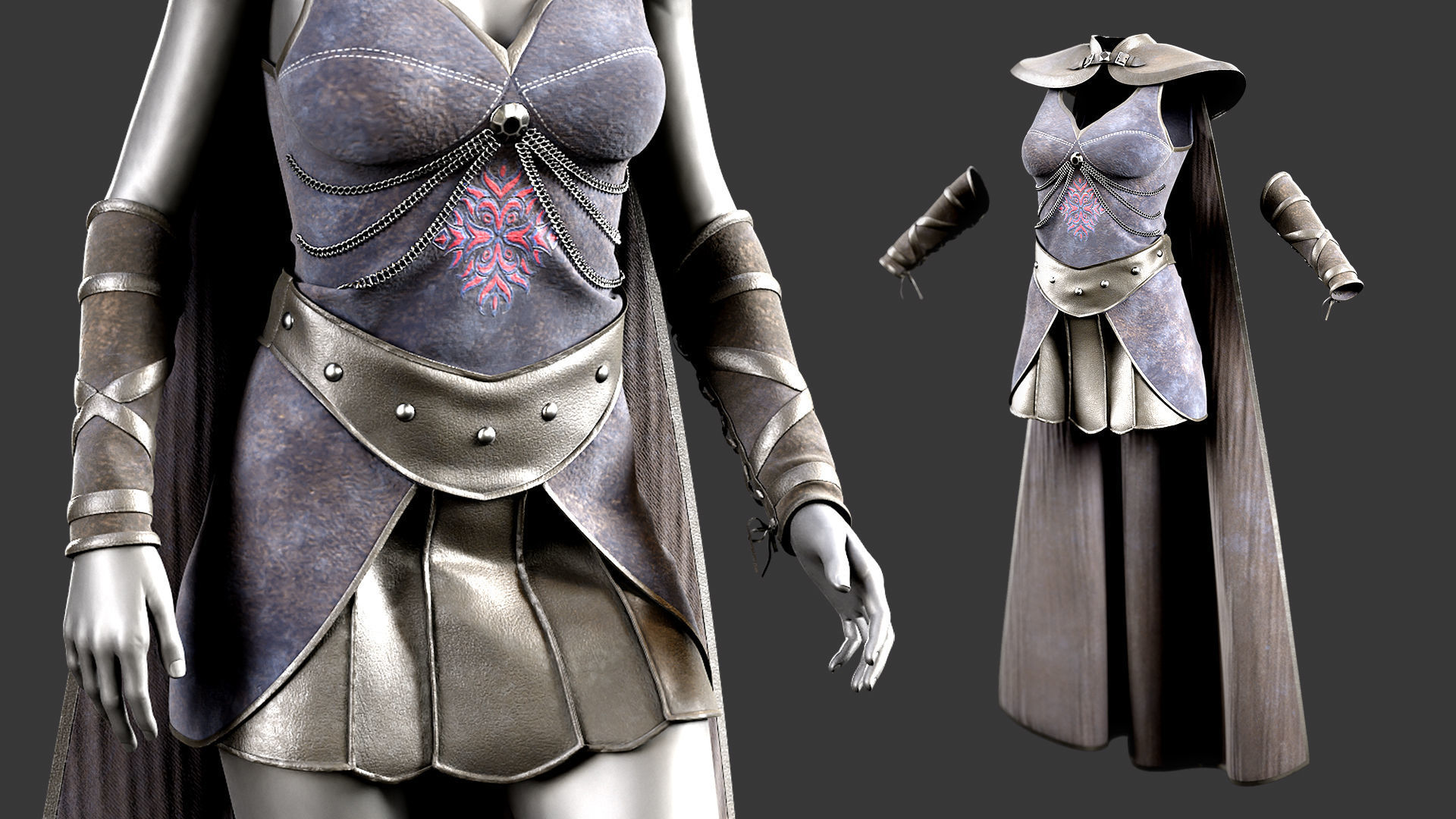 Female Fantasy Outfit 3D model_2