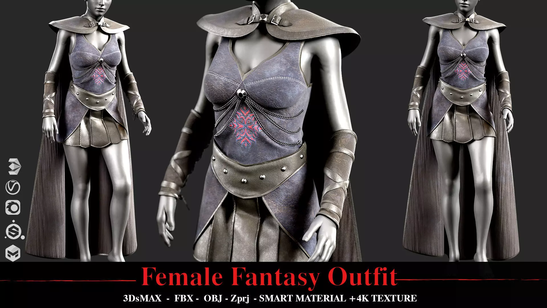 Female Fantasy Outfit 3D model_0