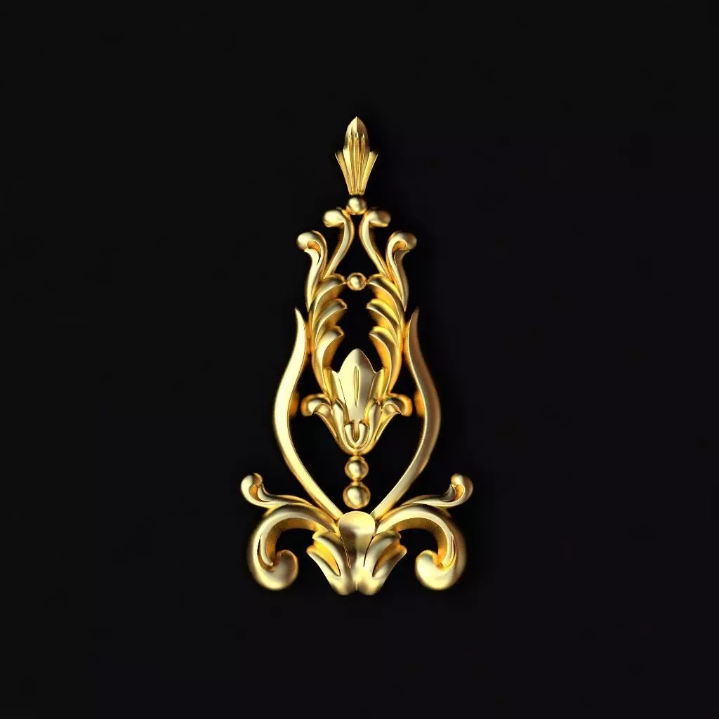 Central decor ornament for furniture 3D model_0