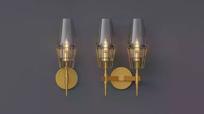 Nordic Brass Wall Lamp 3D model