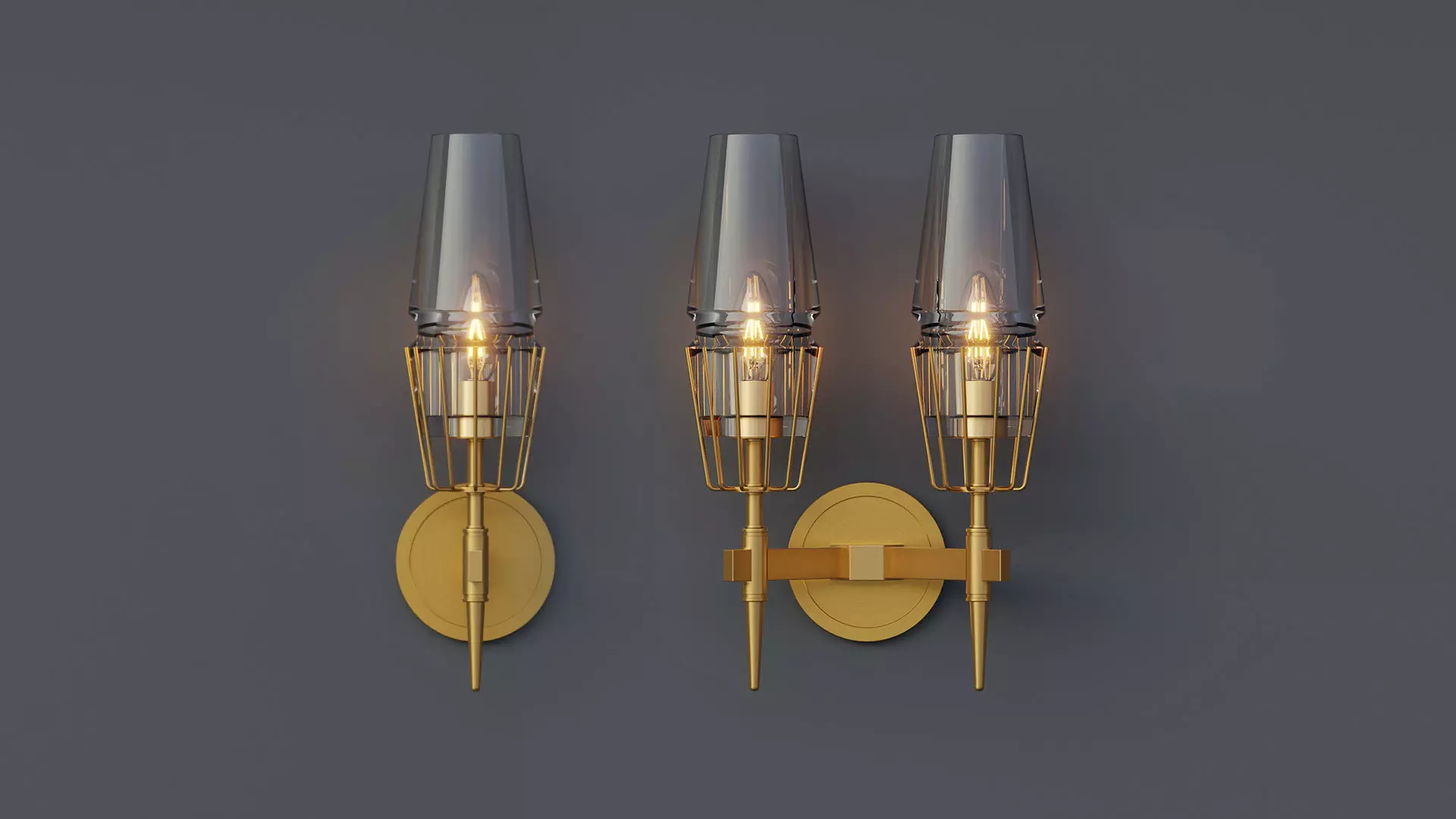 Nordic Brass Wall Lamp 3D model_0