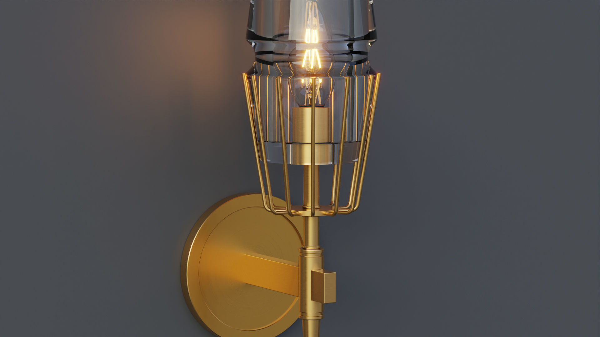 Nordic Brass Wall Lamp 3D model_5