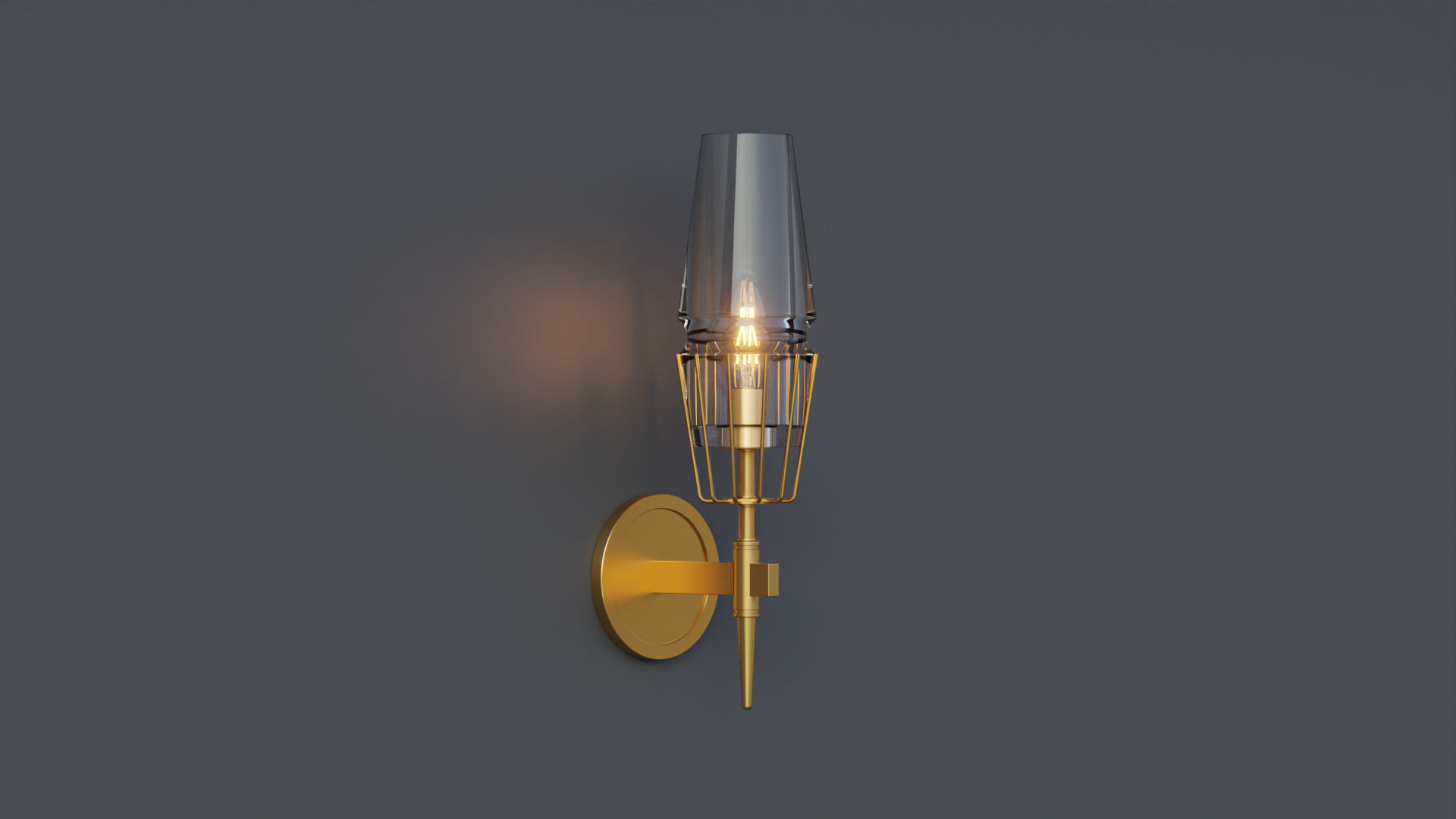 Nordic Brass Wall Lamp 3D model_1