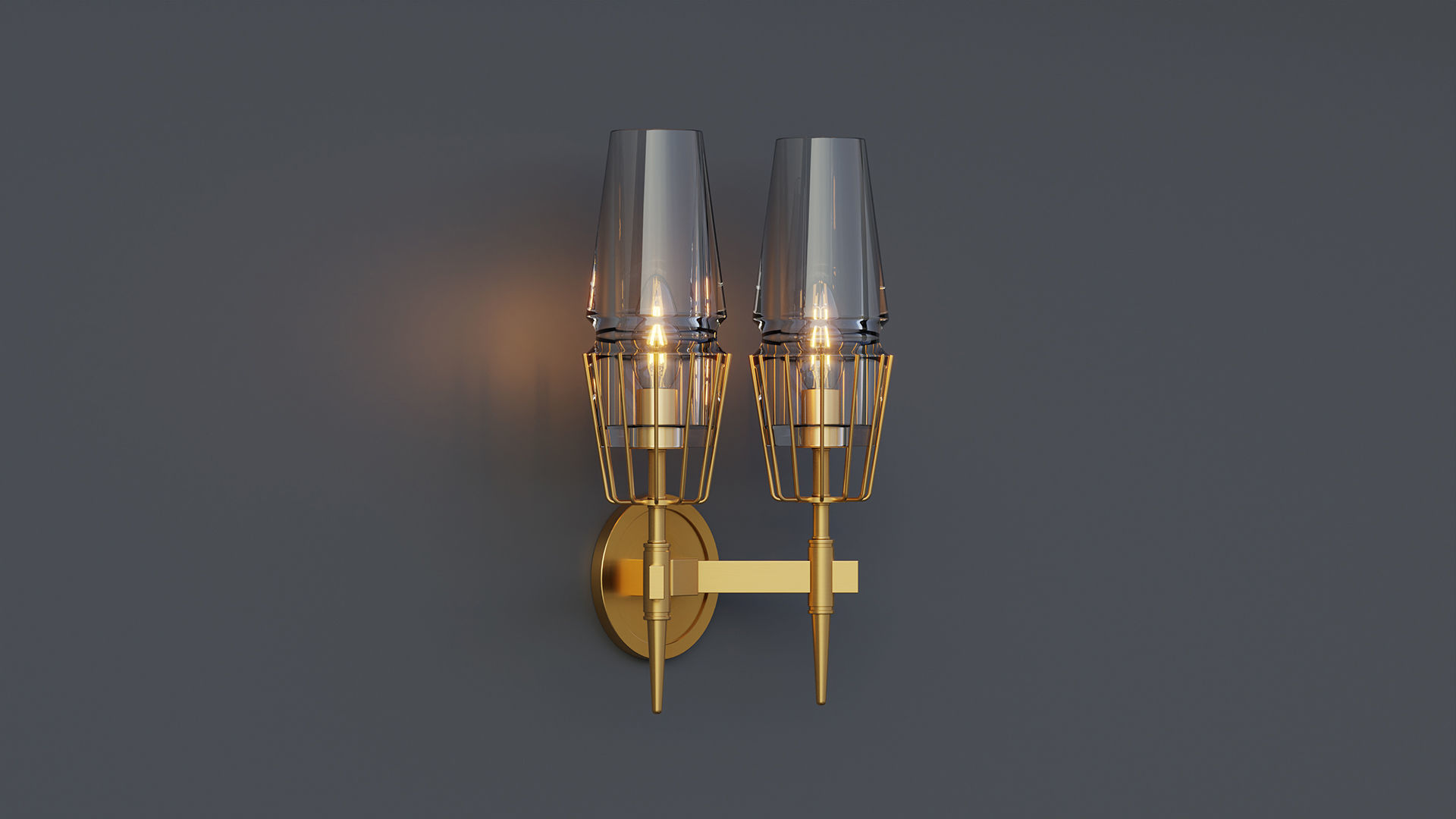 Nordic Brass Wall Lamp 3D model_7