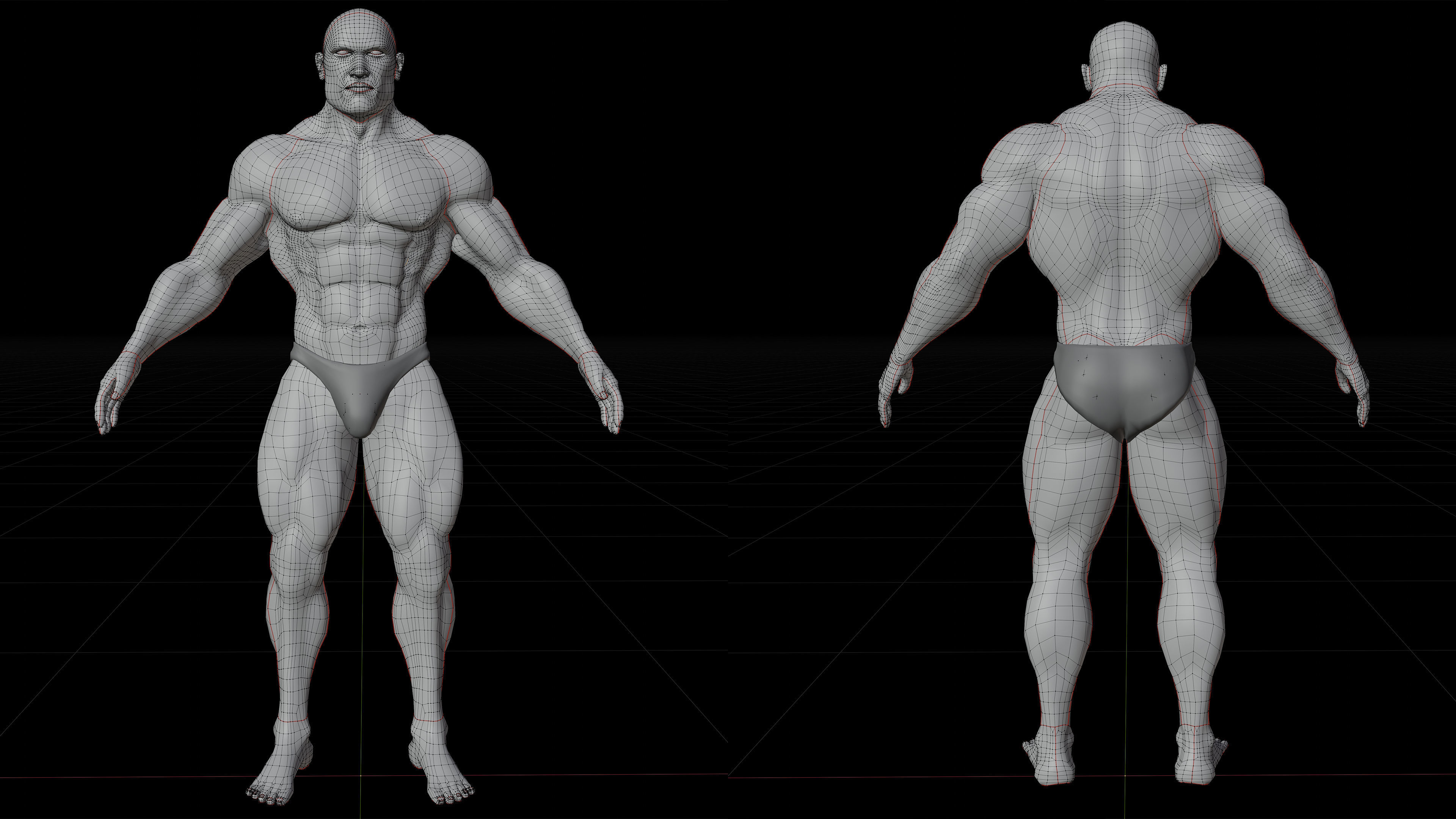 Human Body - Muscular Male Low-poly 3D model_8
