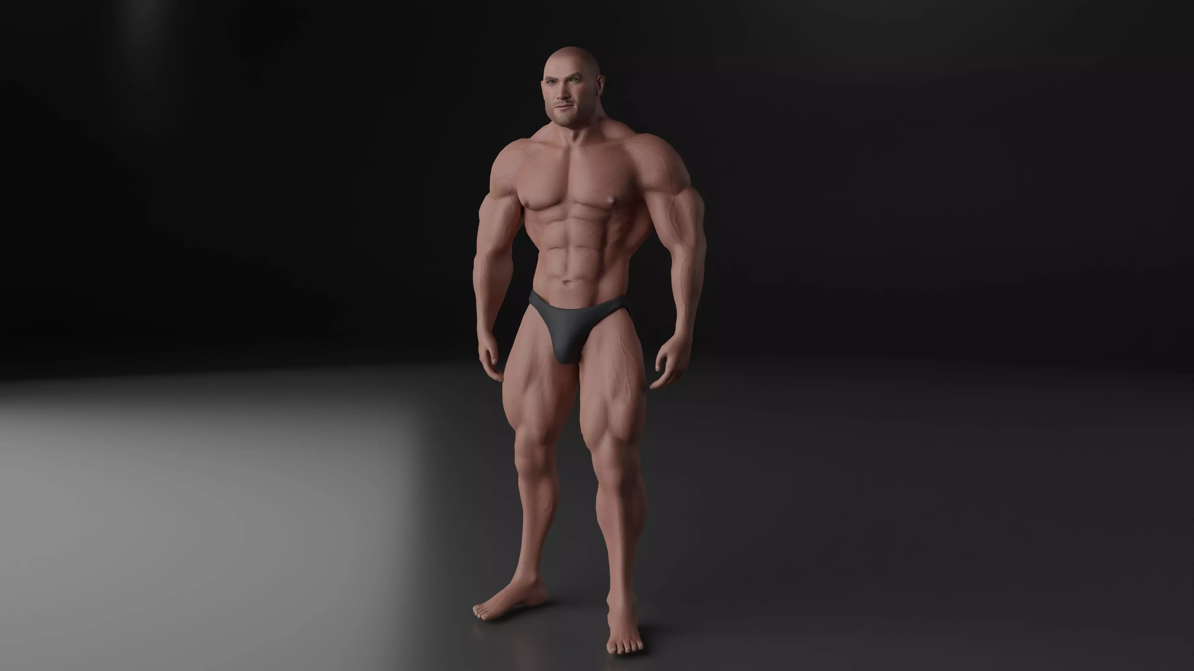 Human Body - Muscular Male Low-poly 3D model_0