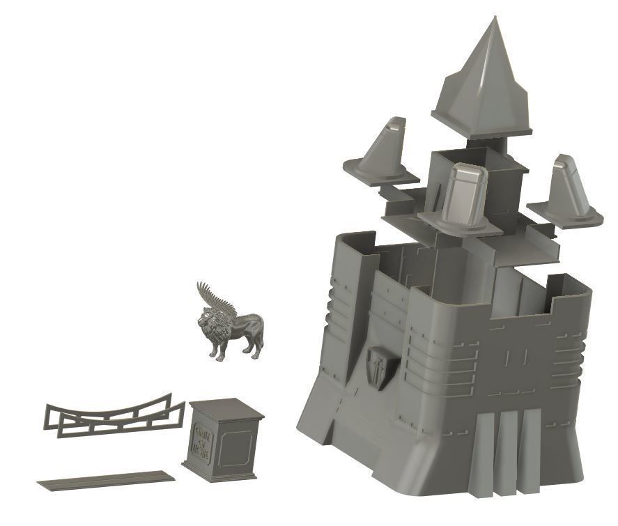 Kit of Voltron Castle Golion 5 Lion Robots 3D model_3