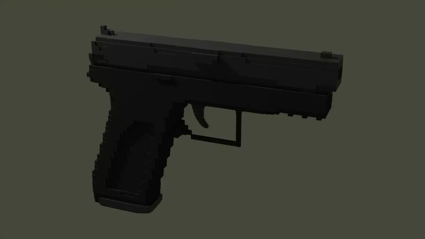 Voxel 3D gunblack Glock 9mm animated Low-poly 3D model_0