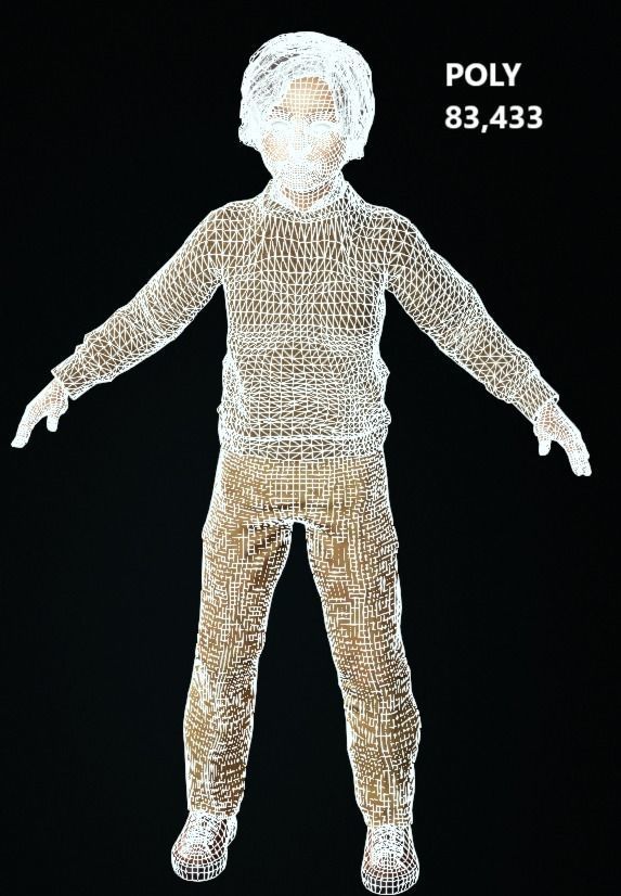 Realistic 3D School Boy RIGGED for Unreal Engine 3D model_4