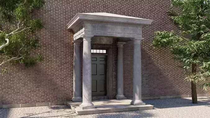 Portico Entrance Porch Door Surround with Doric Column 3D model
