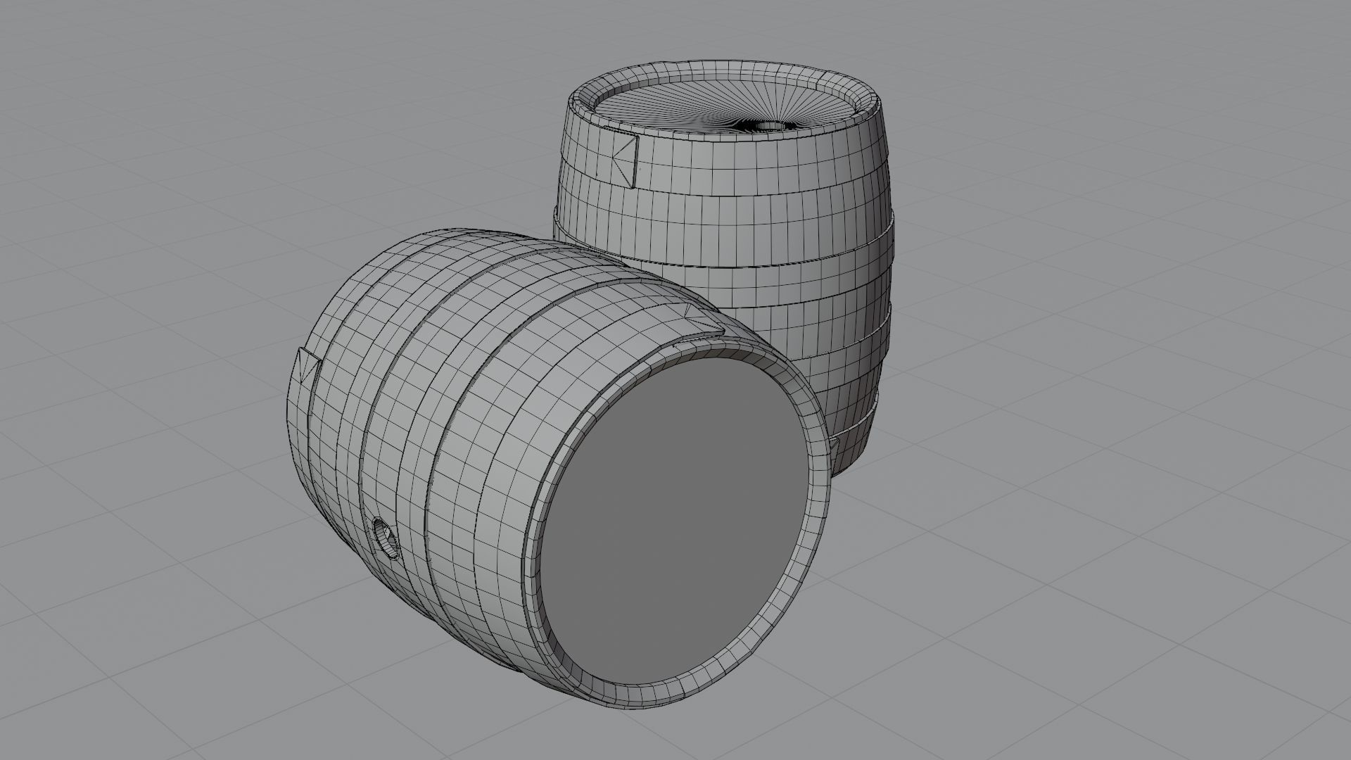 Old wooden barrel 3D model_14