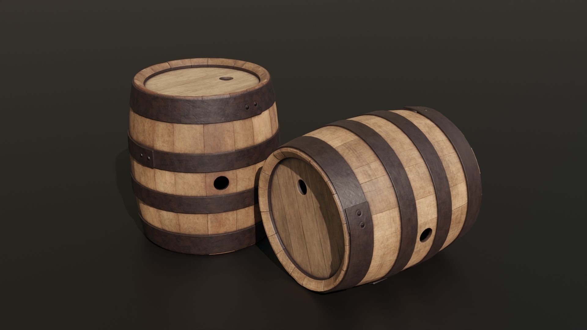 Old wooden barrel 3D model_10