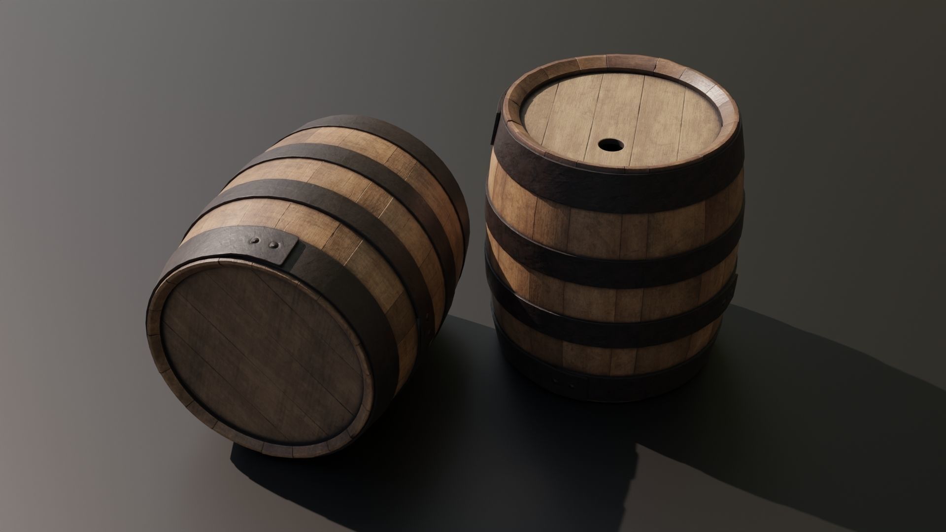 Old wooden barrel 3D model_6