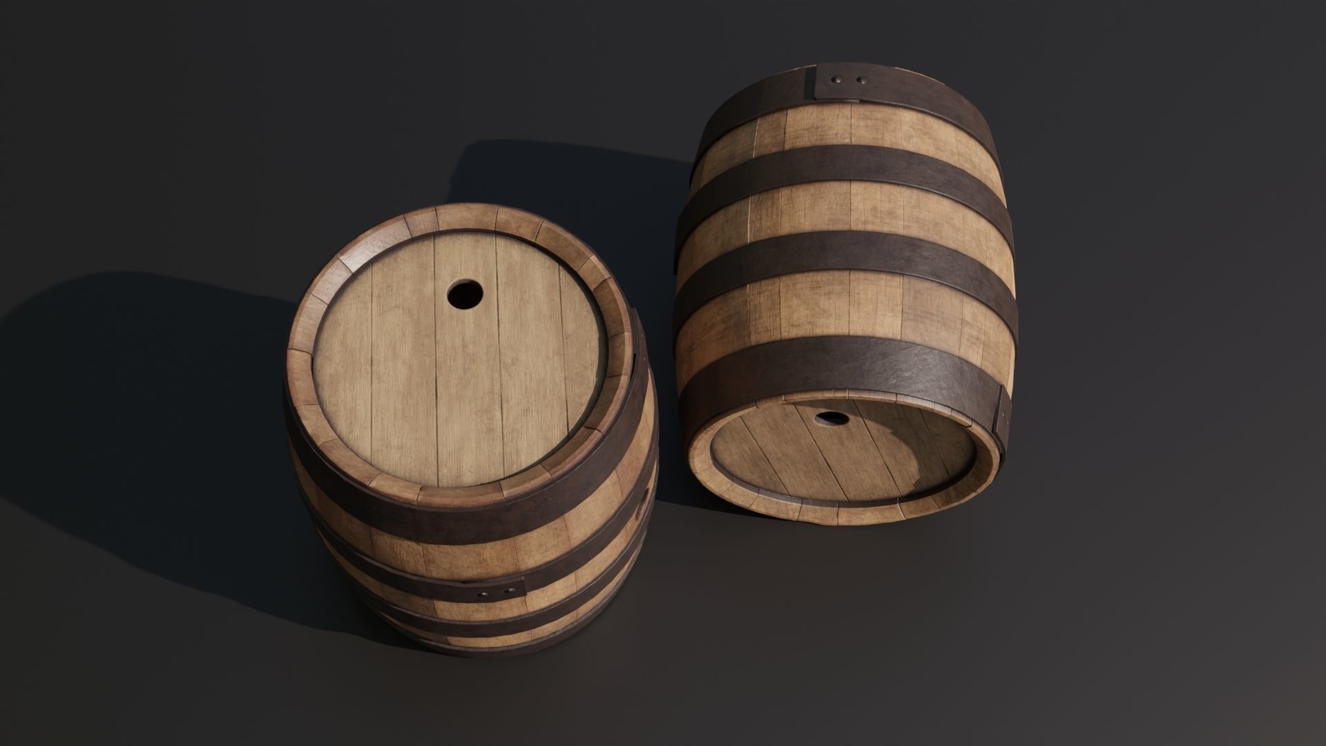 Old wooden barrel 3D model_9