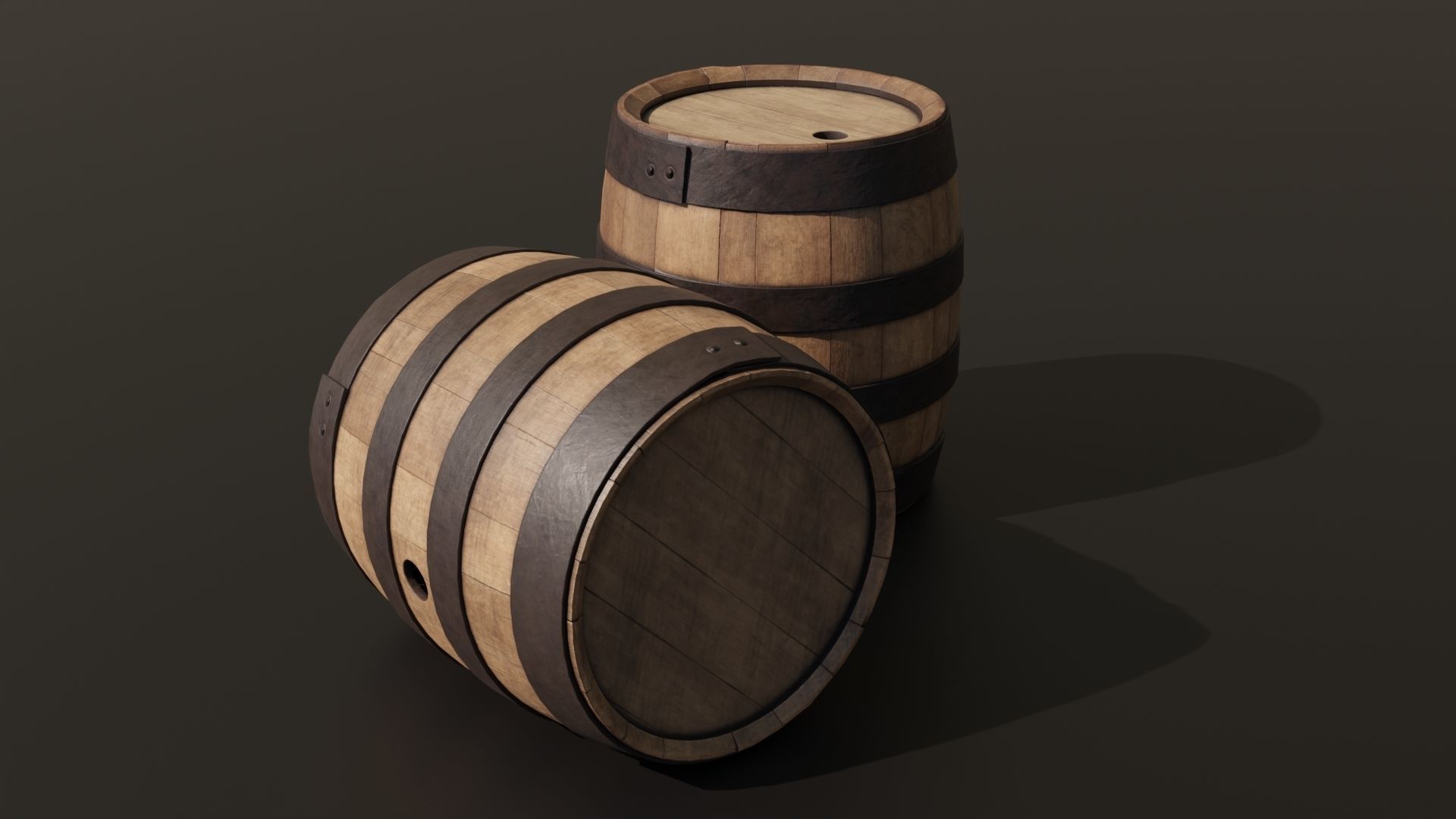 Old wooden barrel 3D model_4