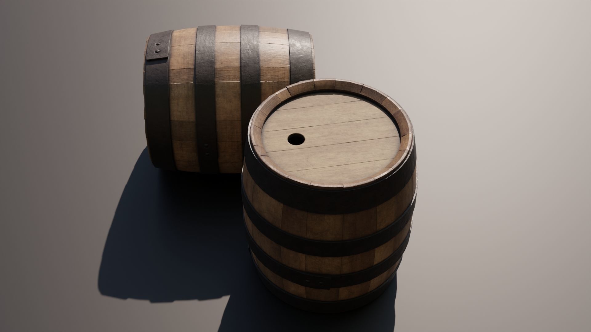 Old wooden barrel 3D model_7