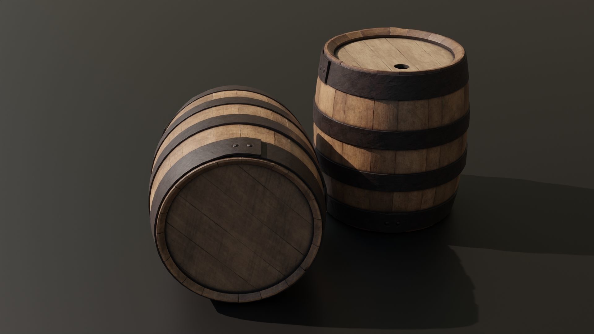 Old wooden barrel 3D model_5