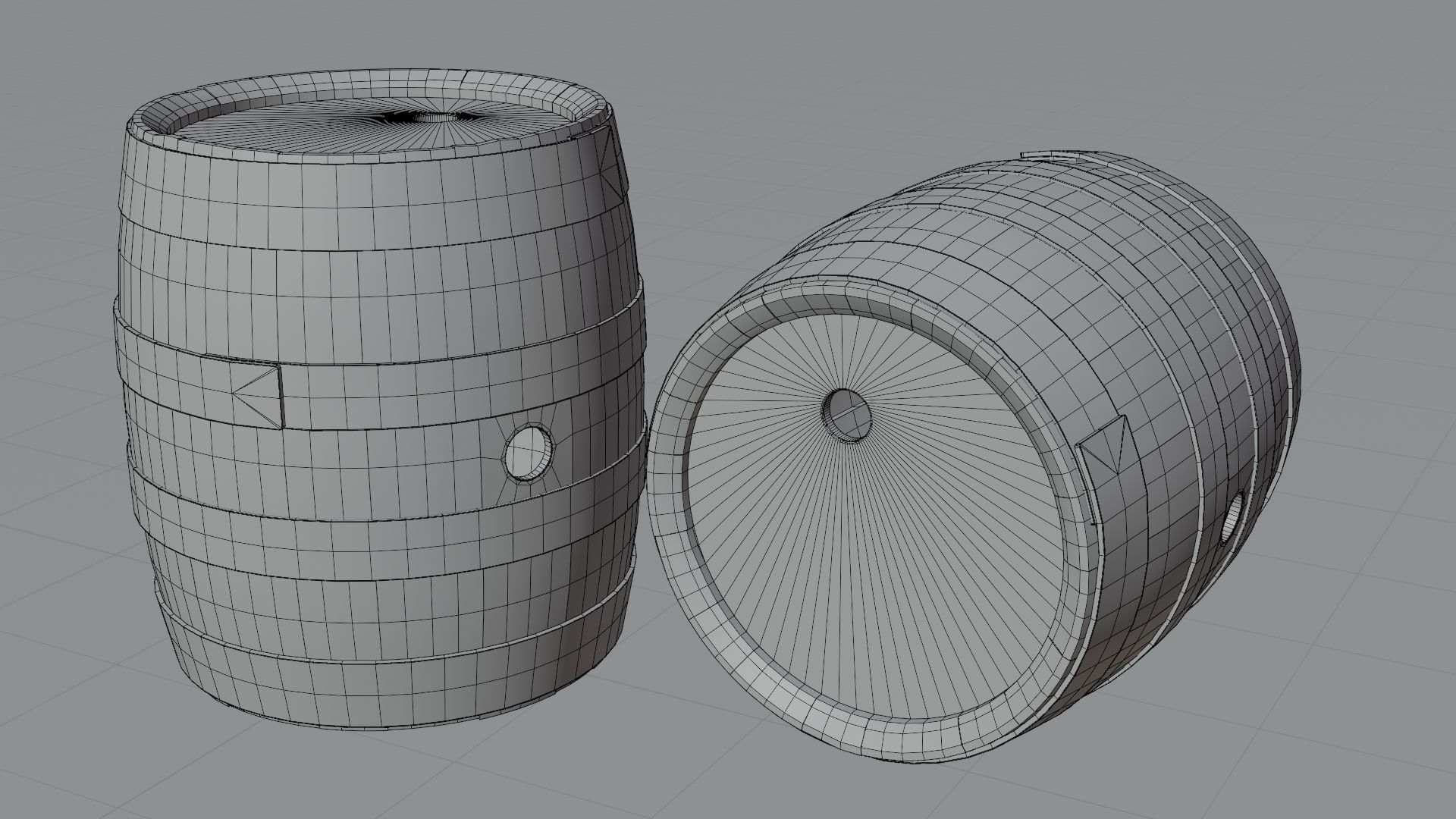 Old wooden barrel 3D model_11