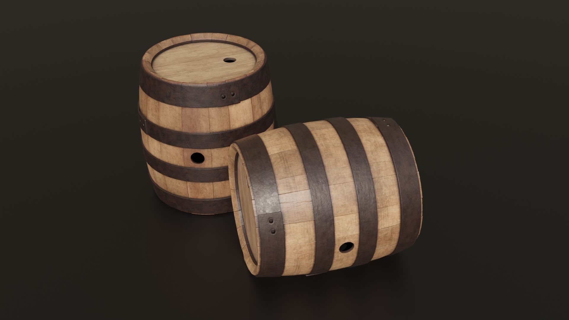 Old wooden barrel 3D model_3