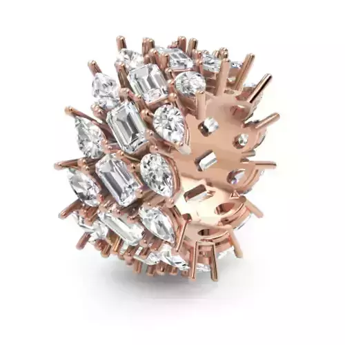 luxury pear and emerald cut full eternity diamond ring design