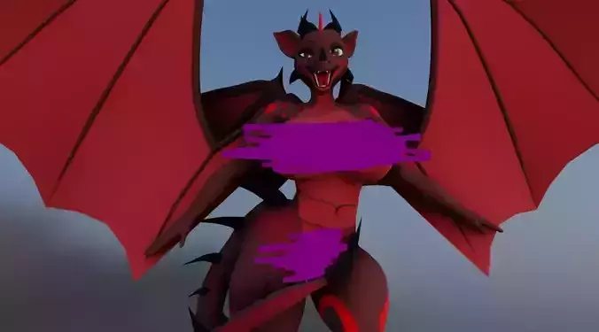 Dragona Furry Scarlet 3D model NSFW SFW Low-poly 3D model