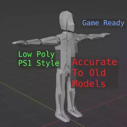 PS1 Humanoid Base Model Free low-poly 3D model