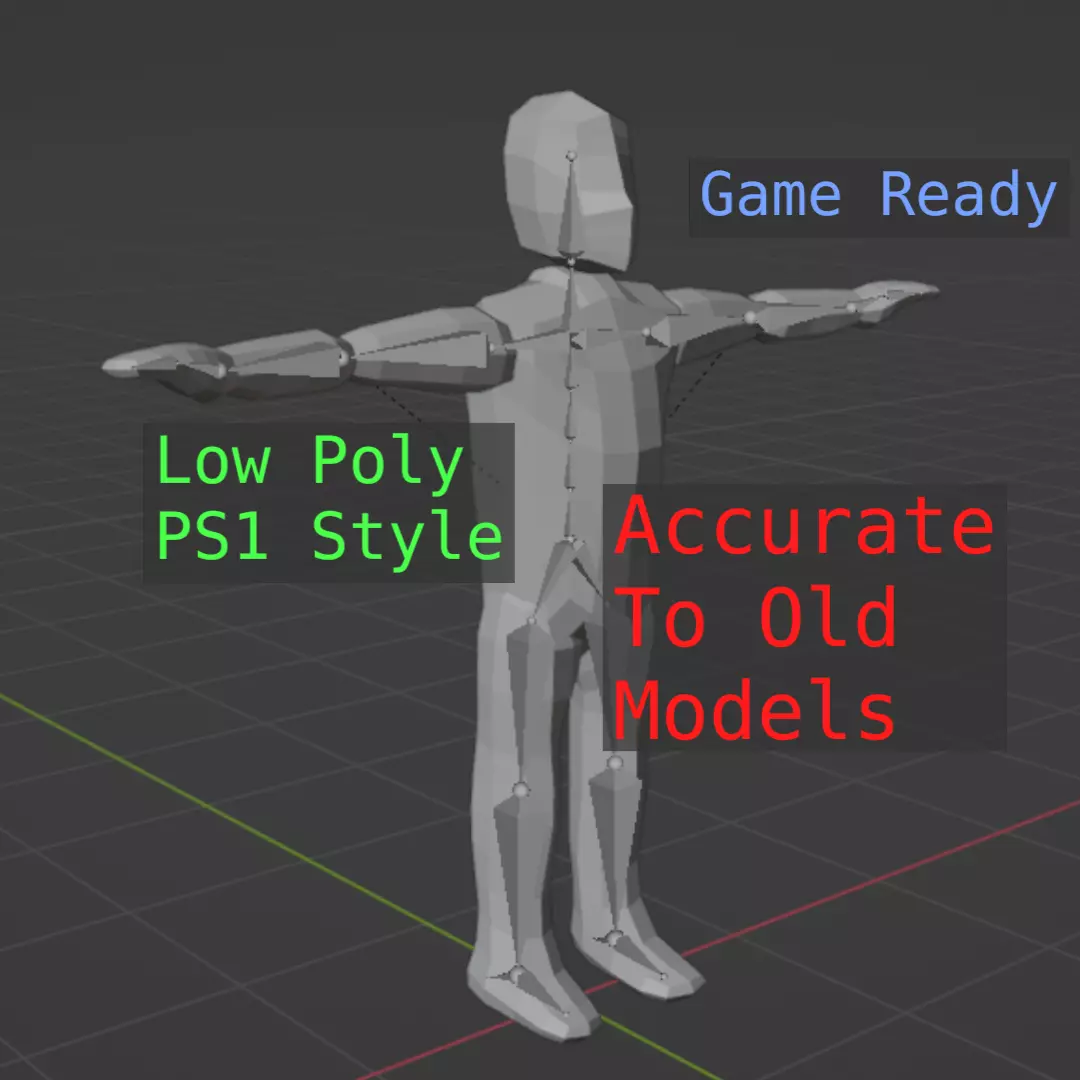 PS1 Humanoid Base Model Free low-poly 3D model_0