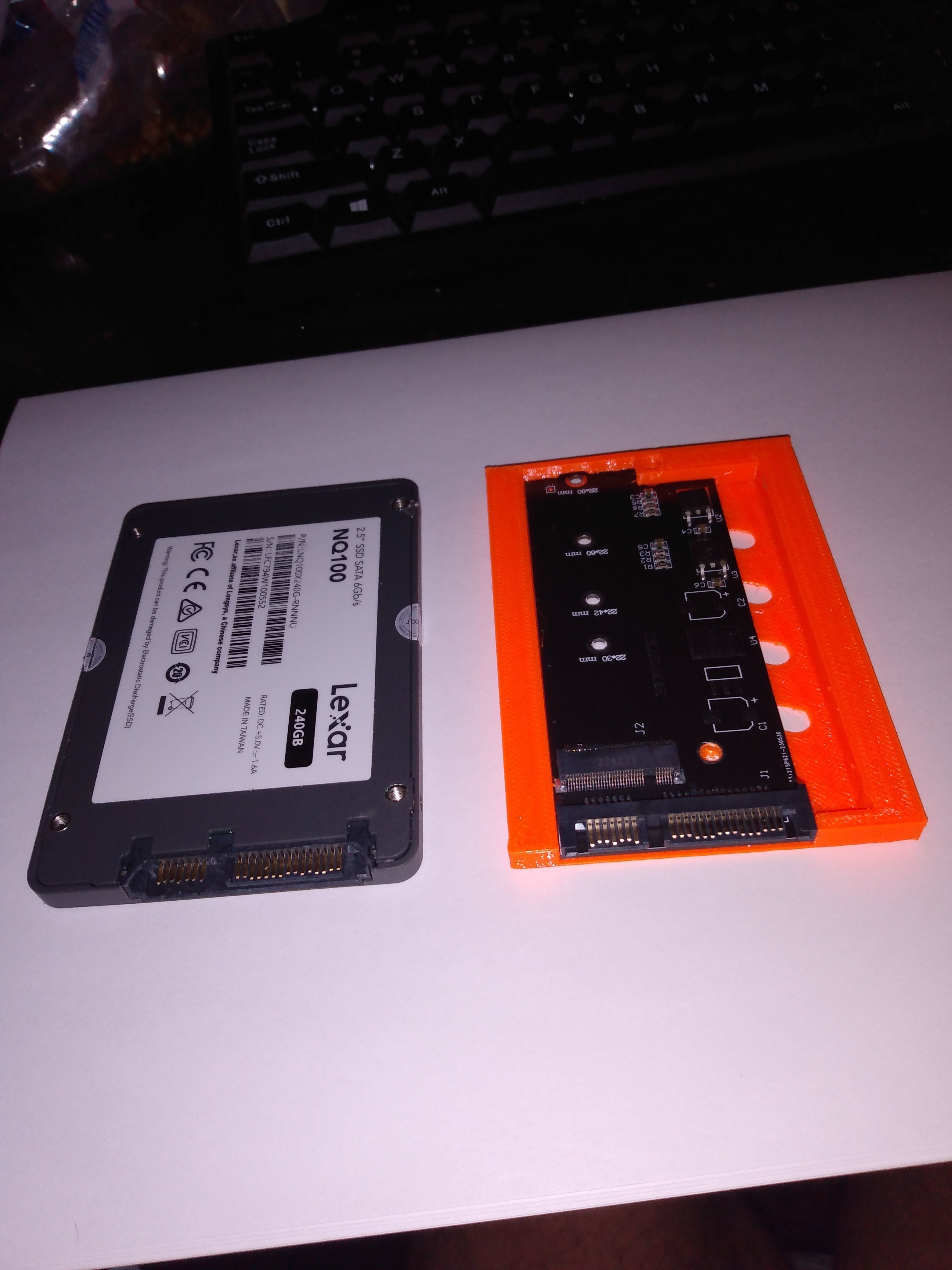 M 2 SSD to 2 and a half inch drive adapter caddy 3D print model_2