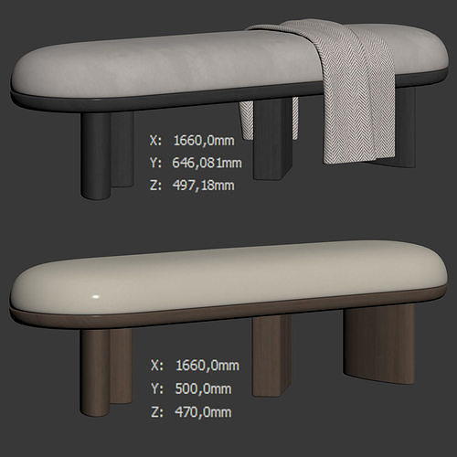 Corbu Bench By Demuro Das 3D model 7