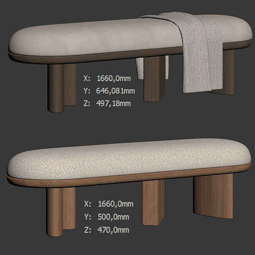 Corbu Bench By Demuro Das 3D model 6
