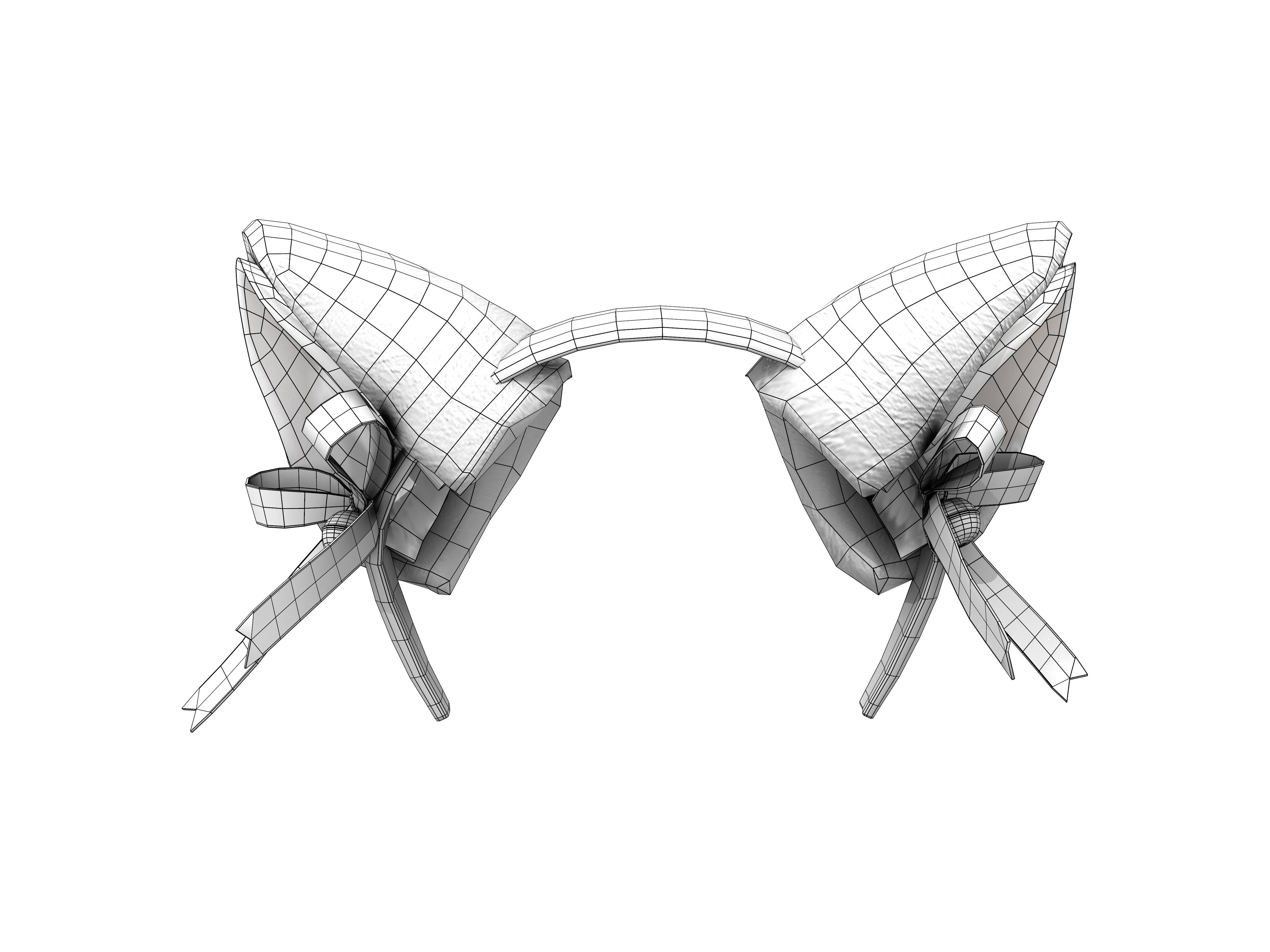Fur Ears Headband Low-poly 3D model_4
