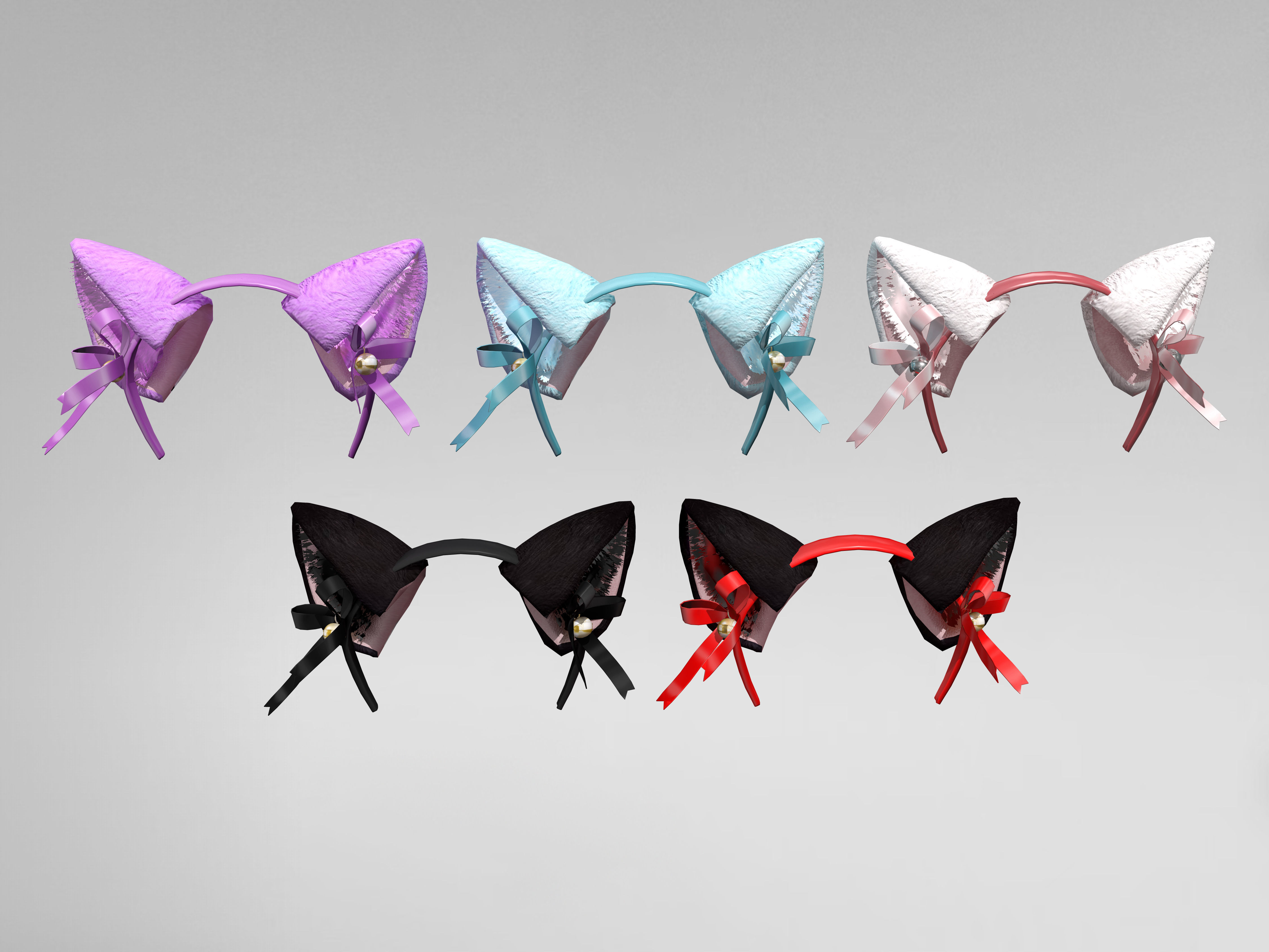 Fur Ears Headband Low-poly 3D model_3