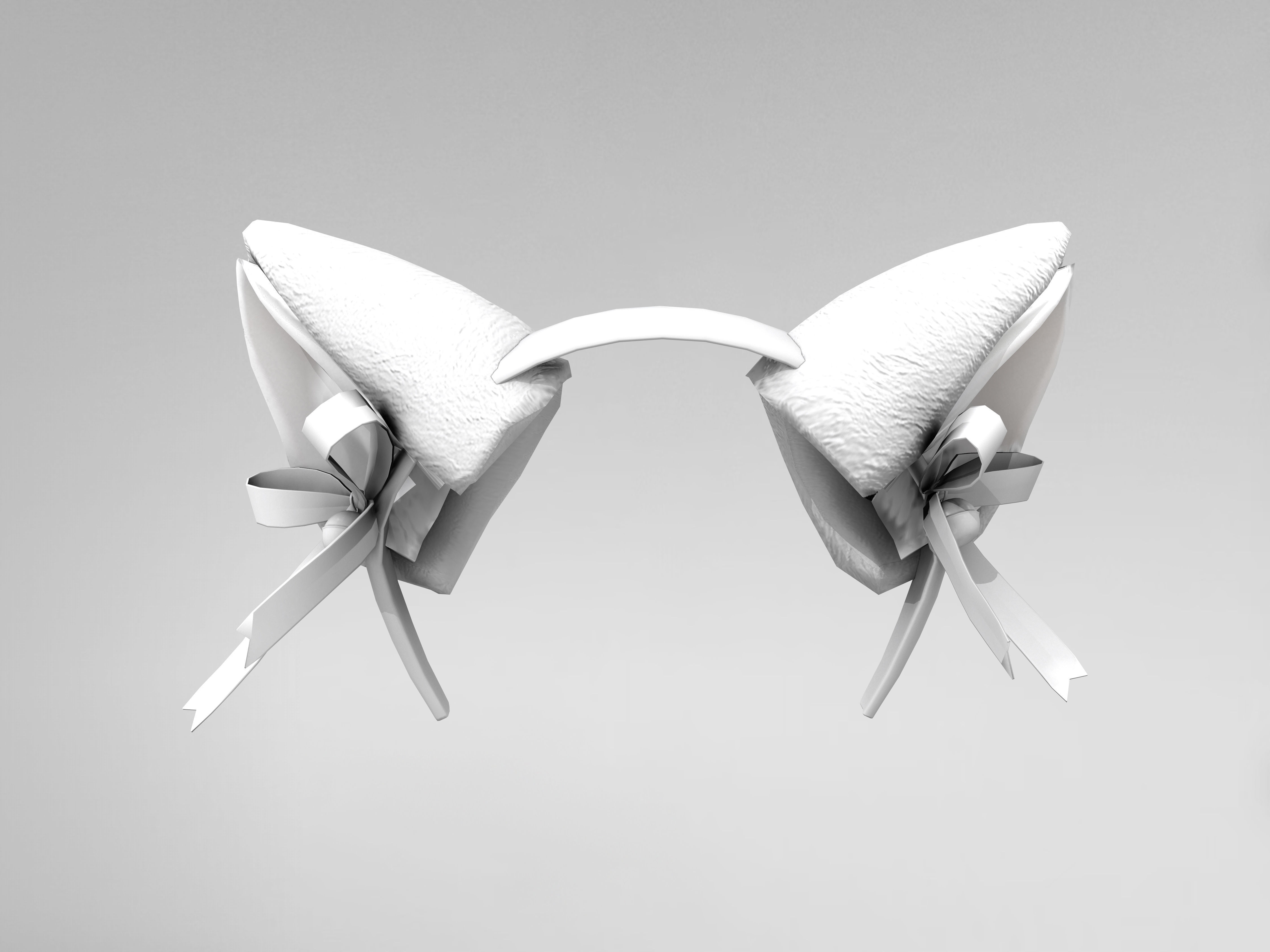 Fur Ears Headband Low-poly 3D model_5