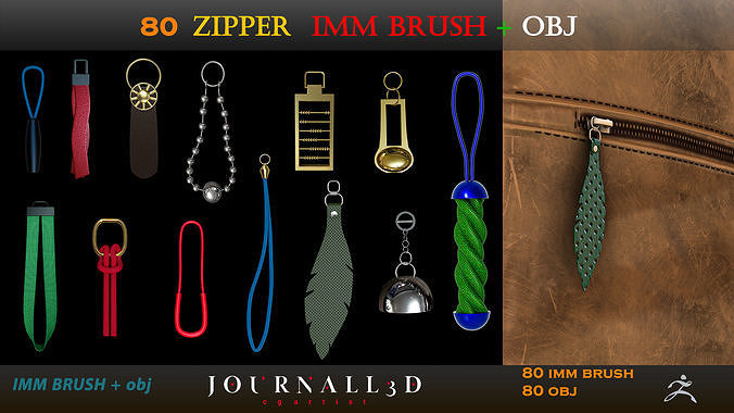 80 Zipper IMM Brush and 3d model Low-poly 3D model